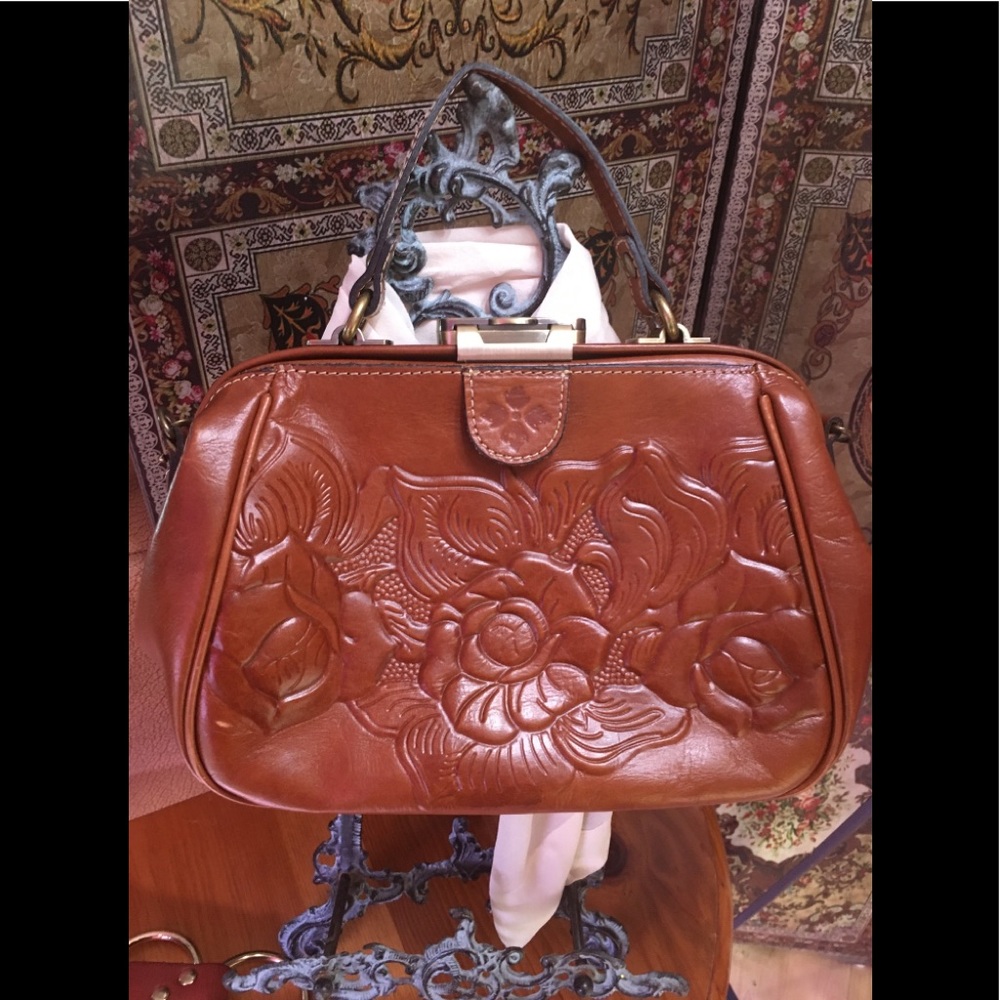 Patricia Nash brown leather small tooled purse